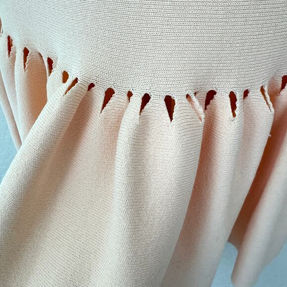 Jonathan Simkhai Womens Knit Peplum Top Blouse Size M Short Sleeve Pastel Blush - Picture 5 of 7